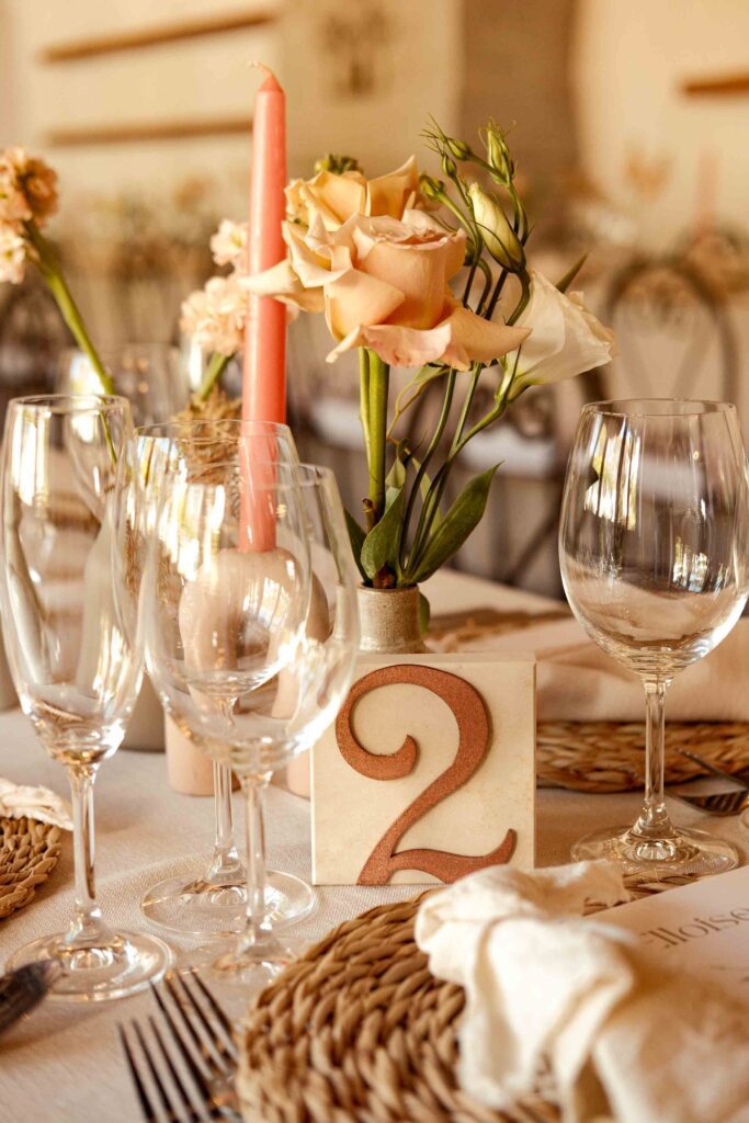 Table setting during wedding abroad
